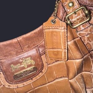 Coach Burgundy and Brown Leather Bag